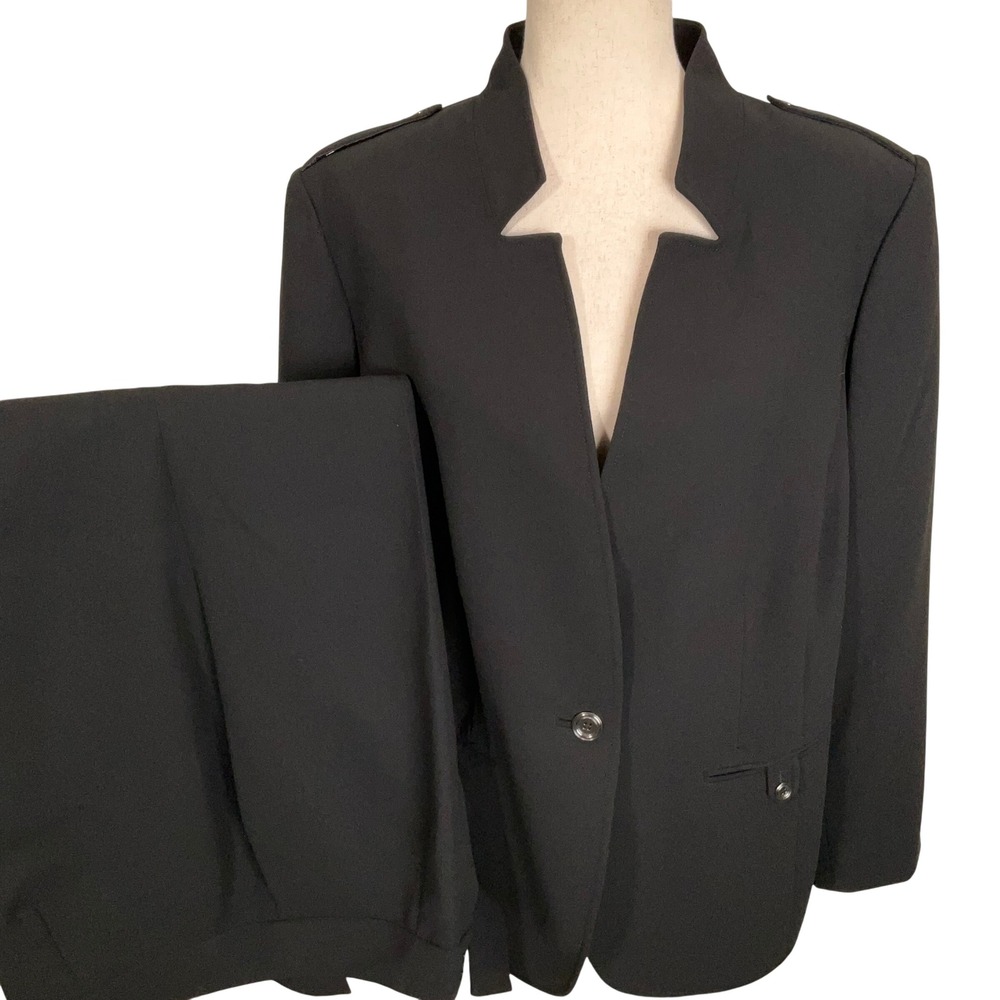 Tahari Arthur S. Levine Pant Suit Women 16W Black Timeless Formal  Elegance 2Pc